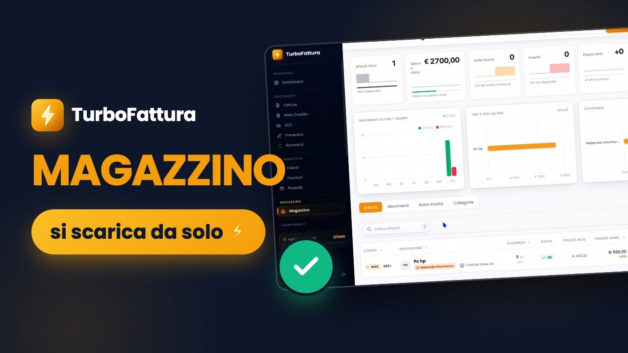 Video tutorial: il magazzino di TurboFattura che aggiorna le giacenze quando emetti una fattura