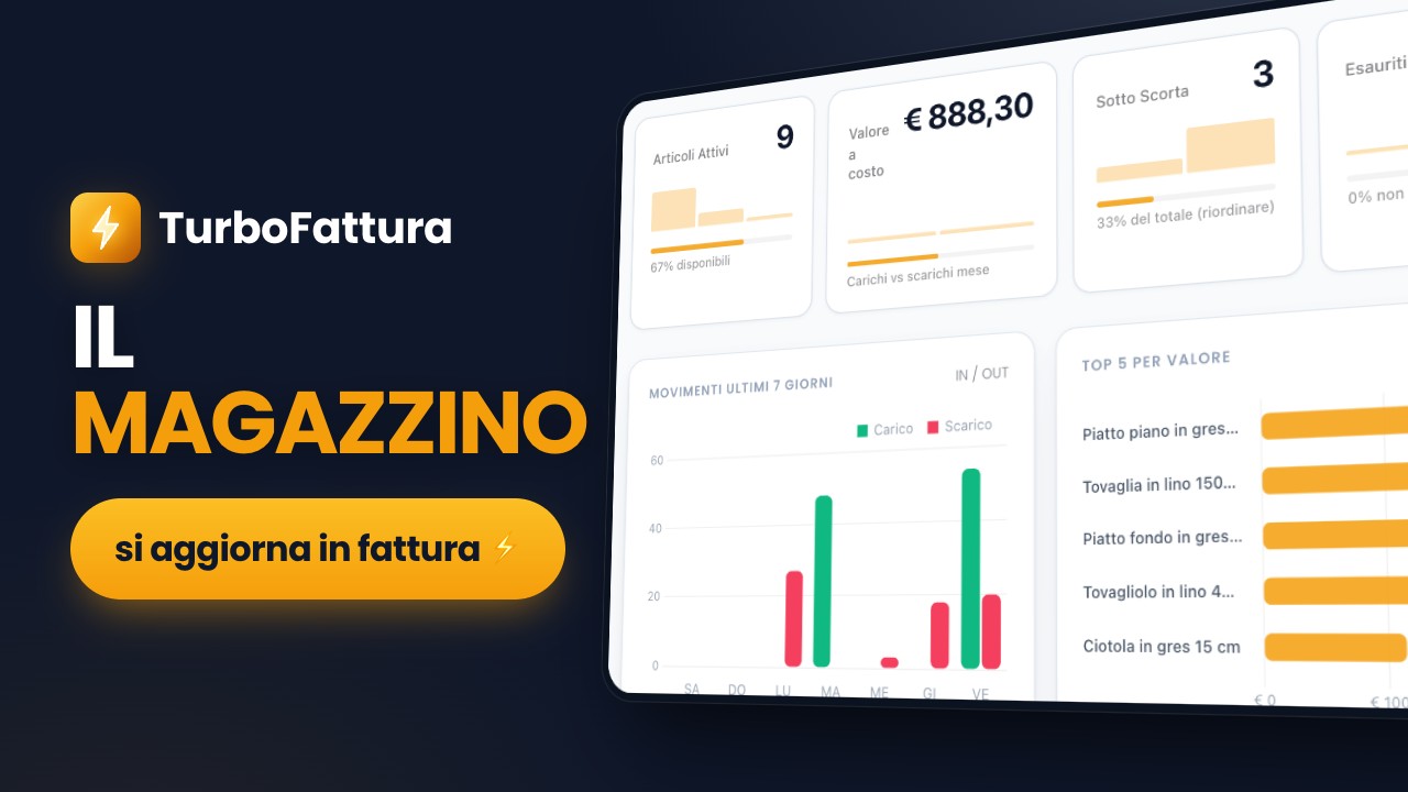 Video tutorial: il magazzino di TurboFattura, dal carico dal fornitore alla giacenza che scende quando fatturi