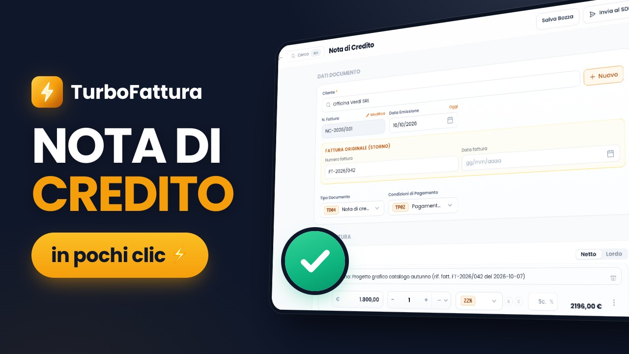 Video tutorial: emettere una nota di credito elettronica TD04 con TurboFattura, passo passo