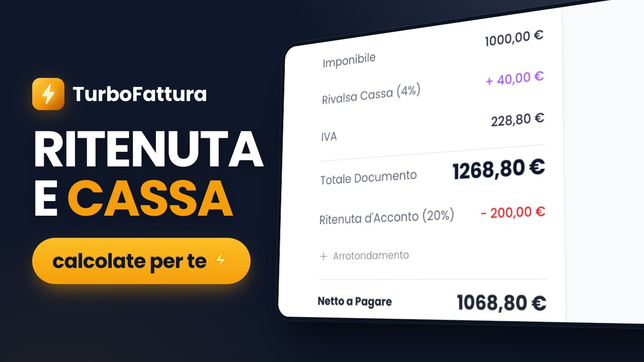Video tutorial: fattura con ritenuta d&rsquo;acconto e cassa previdenziale in TurboFattura