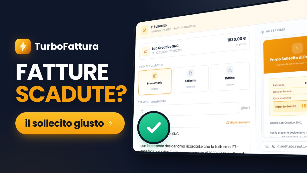 Video tutorial: trovare le fatture scadute e inviare un sollecito di pagamento con TurboFattura